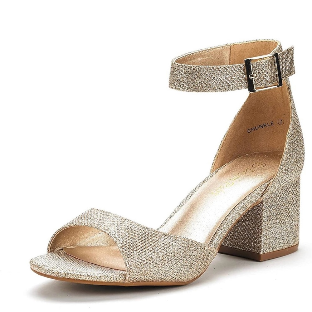 Like New DREAM PAIRS Women's Chunkle Low Heel Pump Sandals